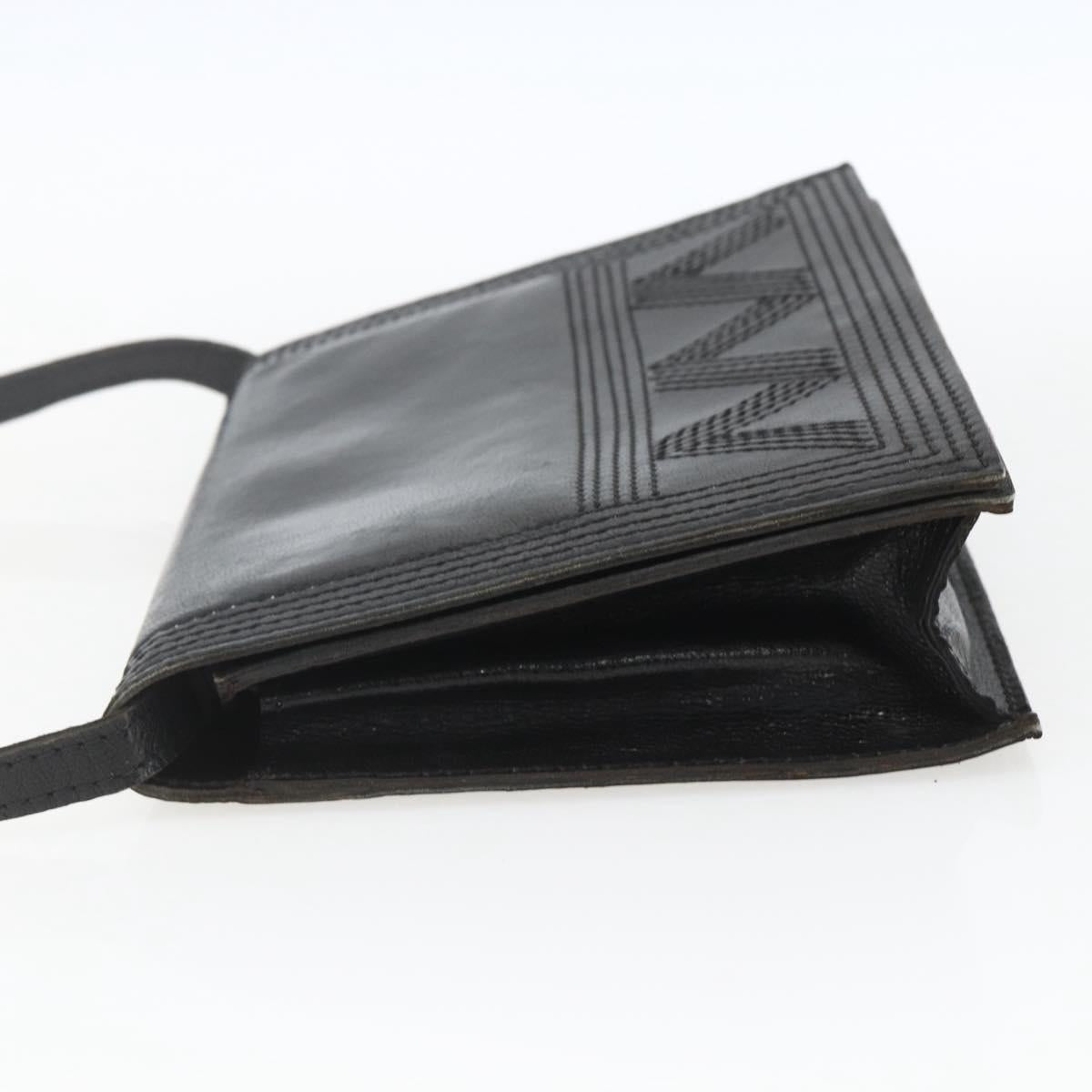 SAINT LAURENT Shoulder Bag Leather Black Gold Auth 168693