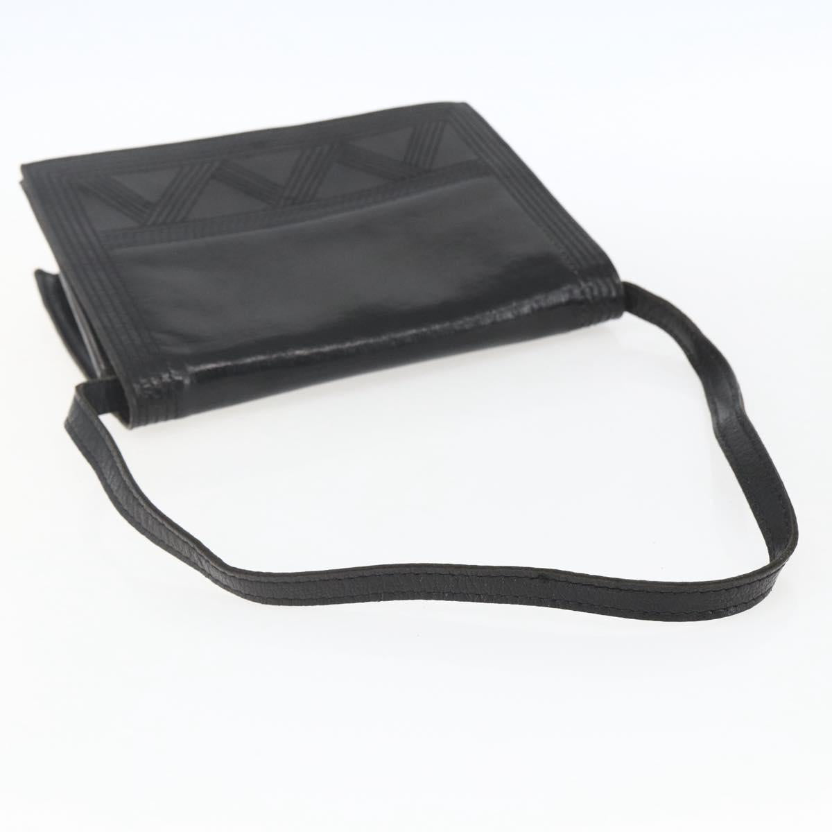 SAINT LAURENT Shoulder Bag Leather Black Gold Auth 168693