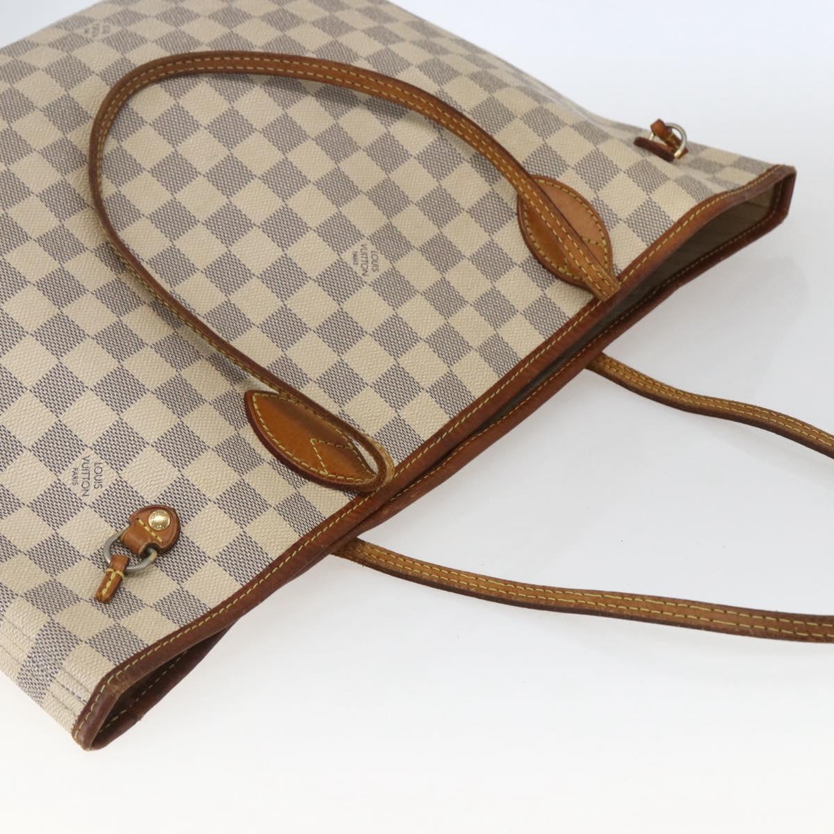 LOUIS VUITTON Damier Azur Neverfull MM Tote Bag N41605 LV Auth 168696