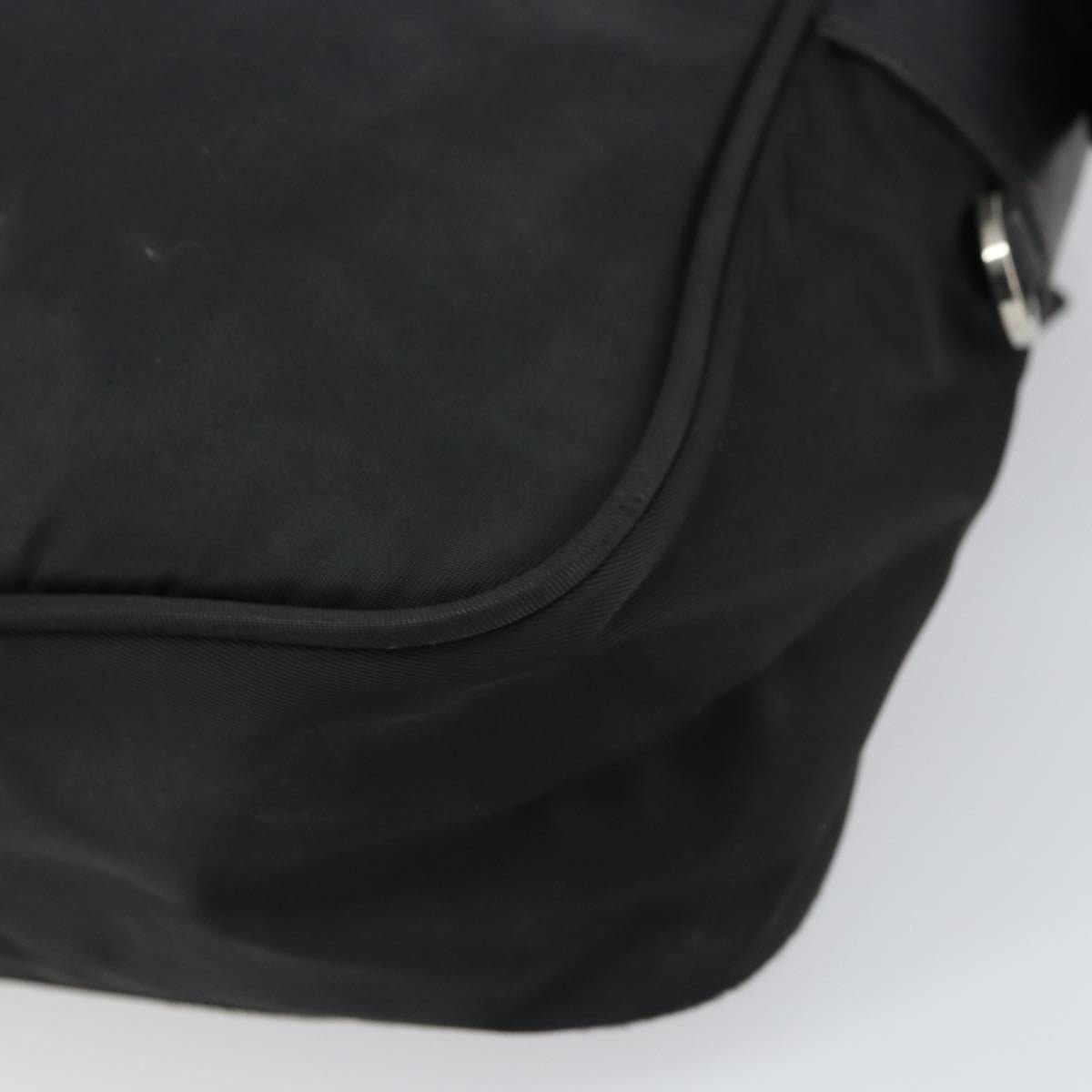 PRADA Shoulder Bag Nylon Black Silver Auth 168697