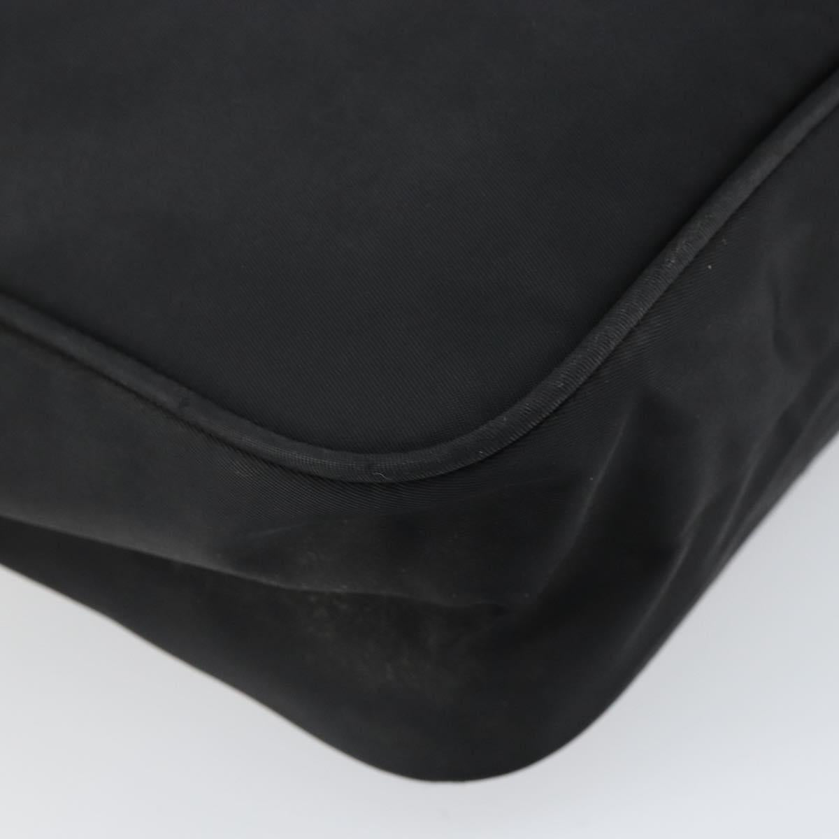 PRADA Shoulder Bag Nylon Black Silver Auth 168697