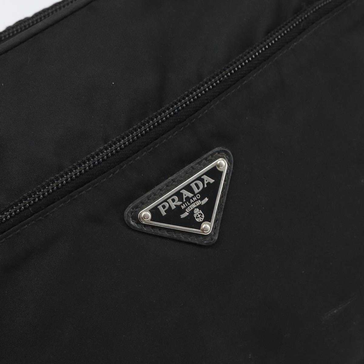 PRADA Shoulder Bag Nylon Black Silver Auth 168697