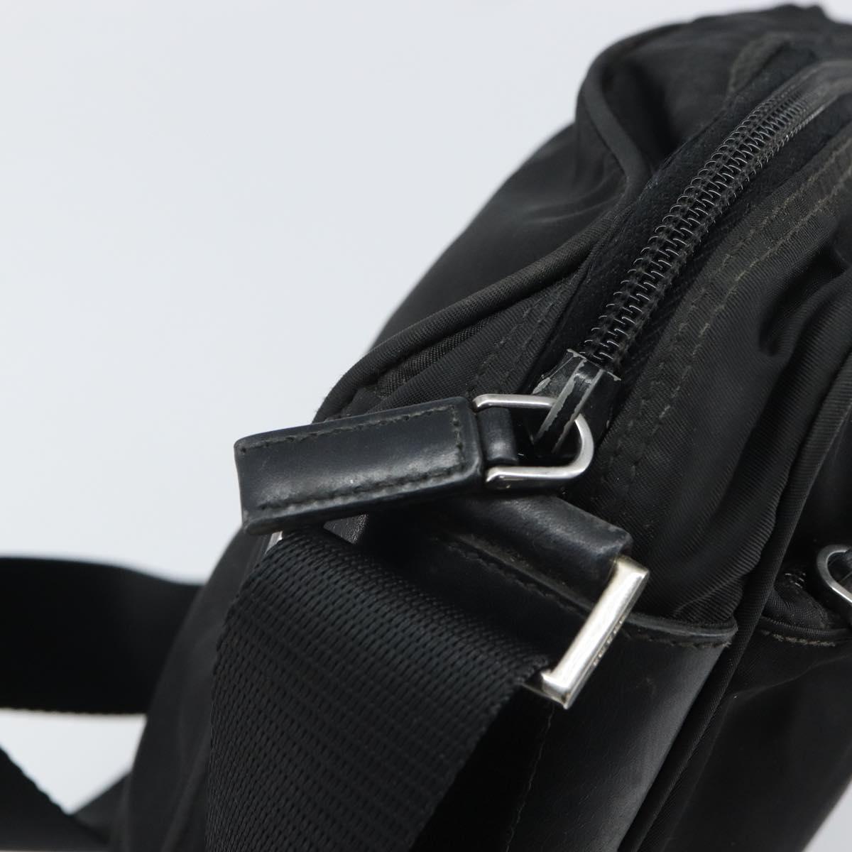 PRADA Shoulder Bag Nylon Black Silver Auth 168697