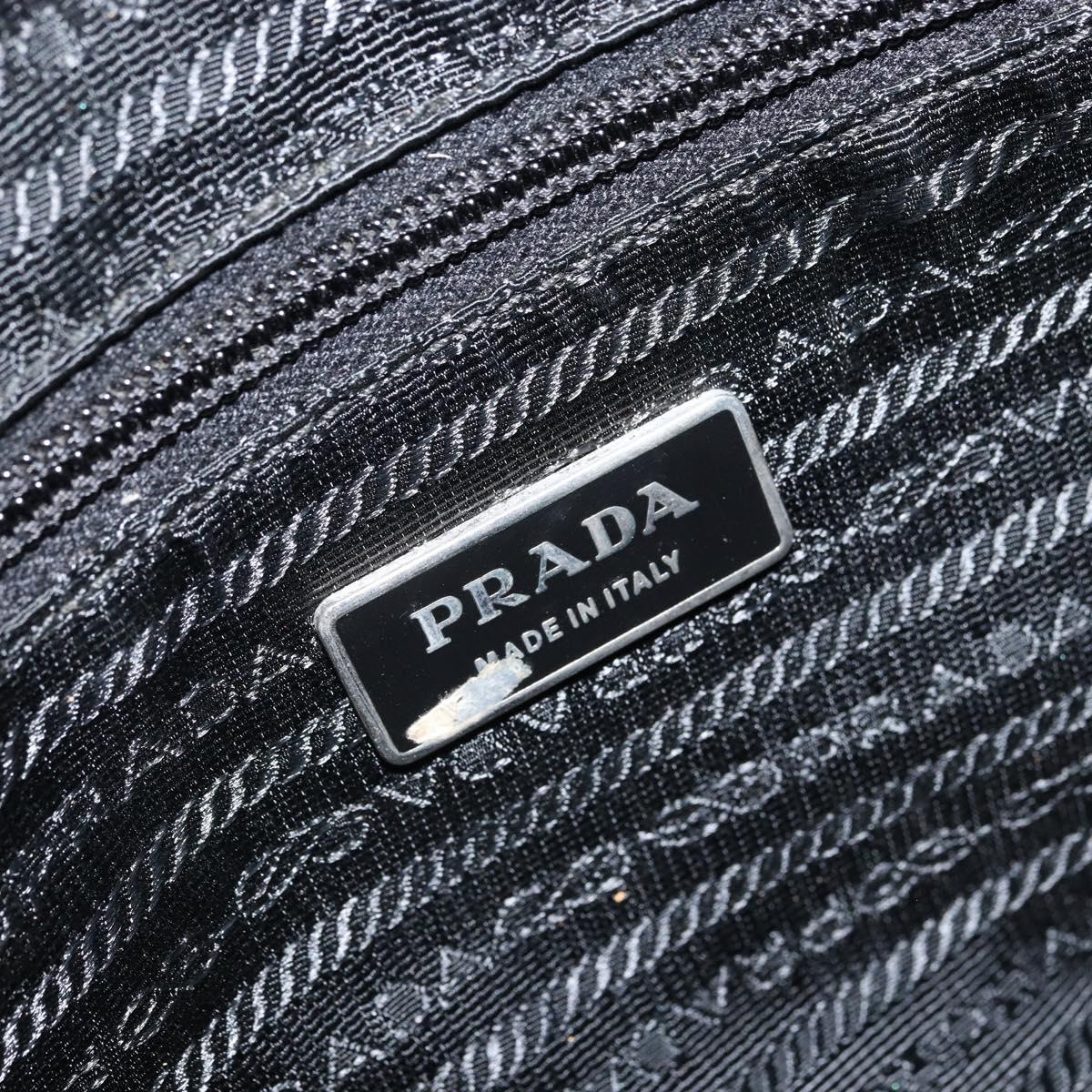 PRADA Shoulder Bag Nylon Black Silver Auth 168697