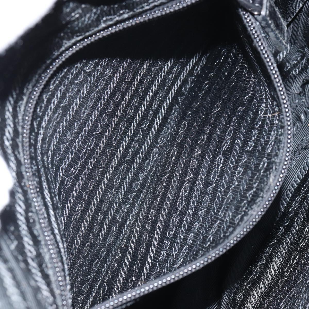 PRADA Shoulder Bag Nylon Black Silver Auth 168697