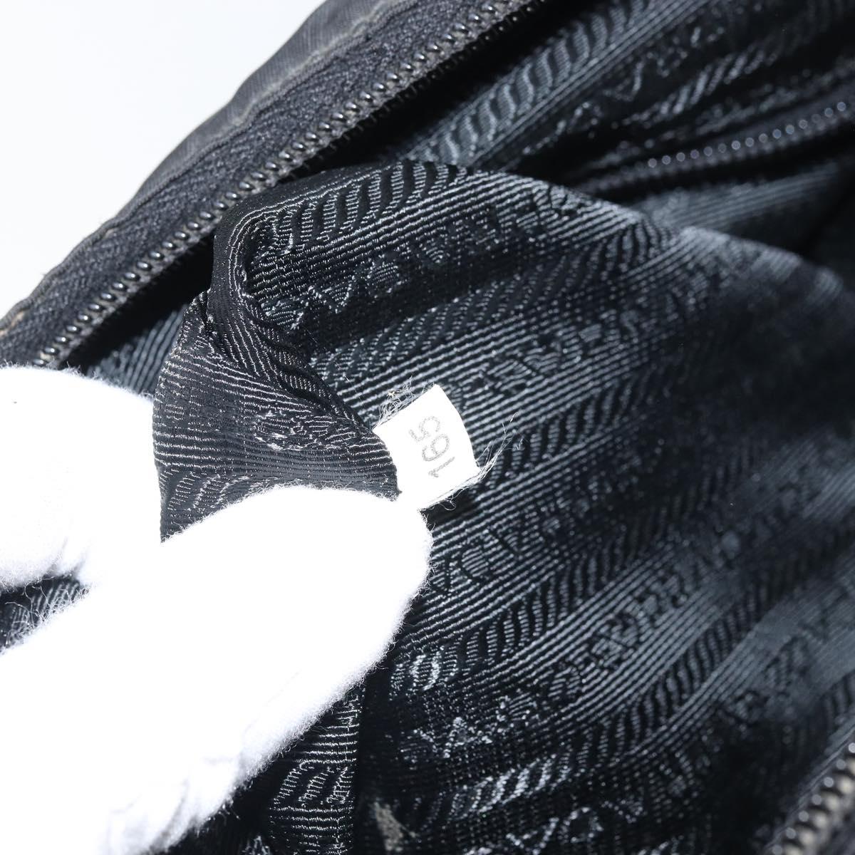 PRADA Shoulder Bag Nylon Black Silver Auth 168697