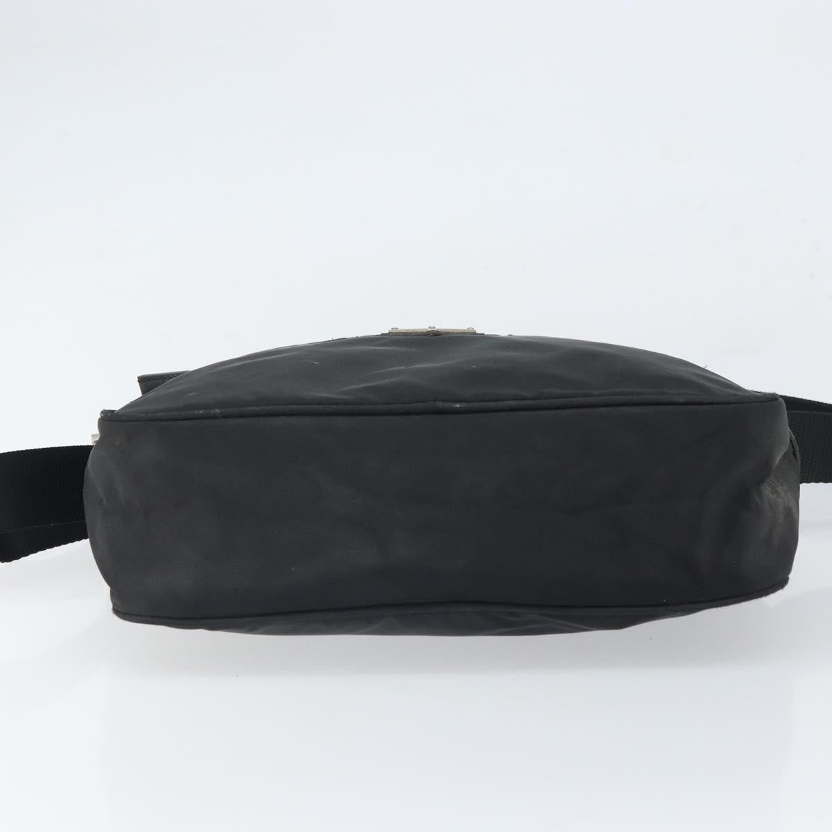 PRADA Shoulder Bag Nylon Black Silver Auth 168697
