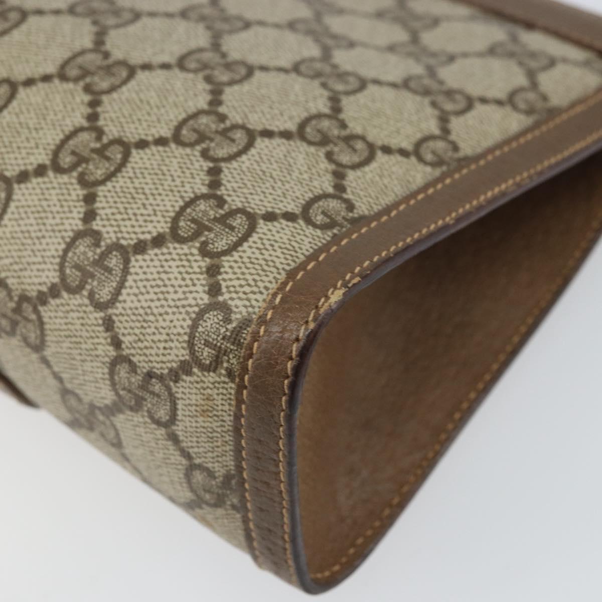 GUCCI GG Supreme Web Sherry Line Clutch Bag PVC Beige Red 89 01 032 Auth 168714