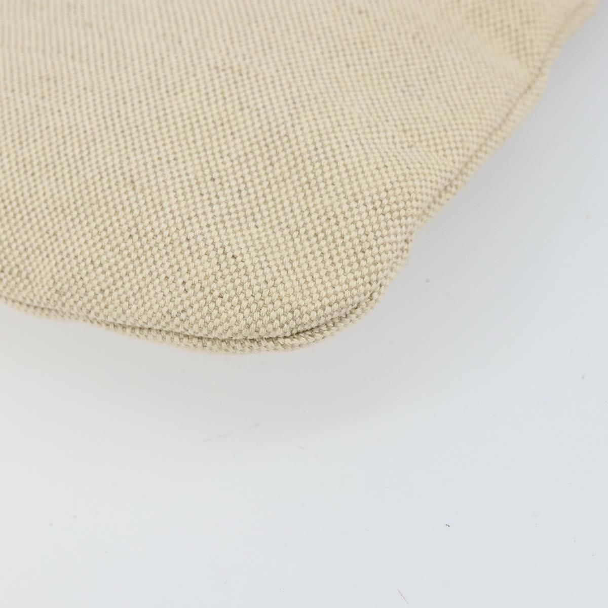 PRADA Pouch Canvas Beige Silver Auth 168720