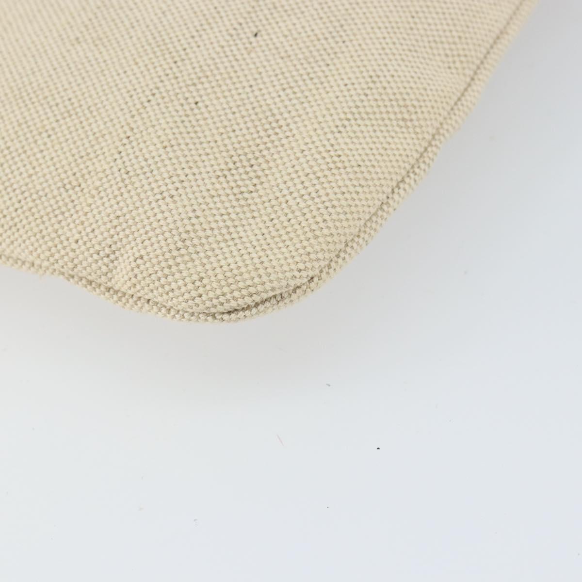 PRADA Pouch Canvas Beige Silver Auth 168720