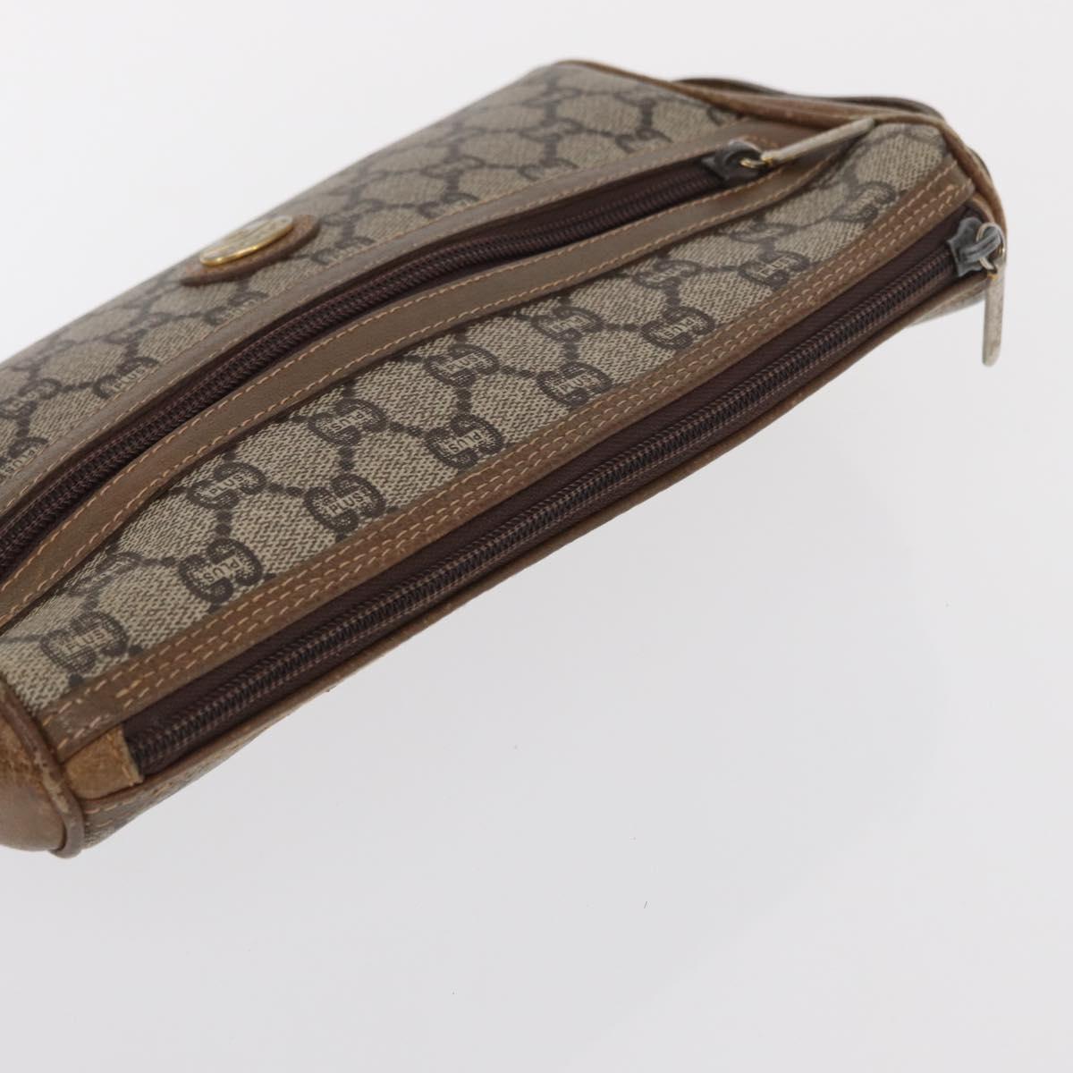 GUCCI GG Plus Supreme Clutch Bag PVC Beige Auth 168722