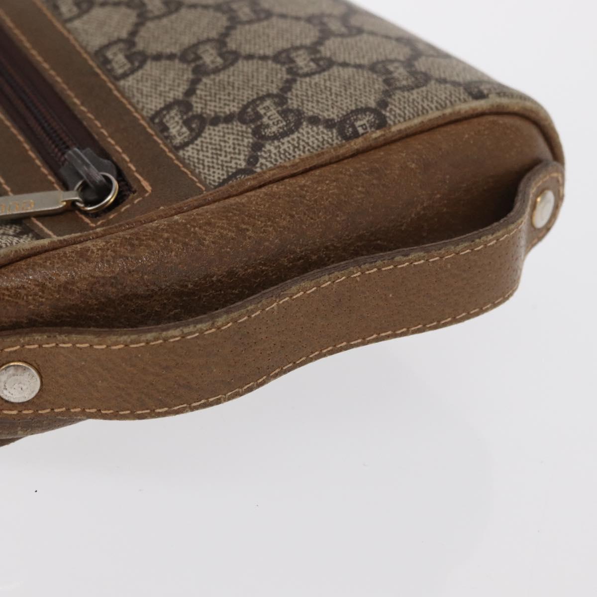 GUCCI GG Plus Supreme Clutch Bag PVC Beige Auth 168722