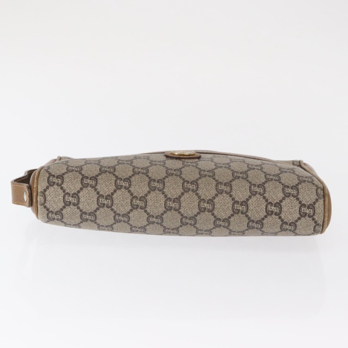 GUCCI GG Plus Supreme Clutch Bag PVC Beige Auth 168722