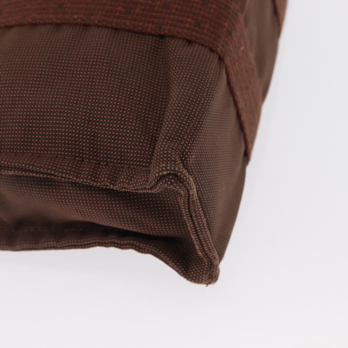 HERMES Her Line PM Tote Bag Canvas Brown Silver Auth 168733