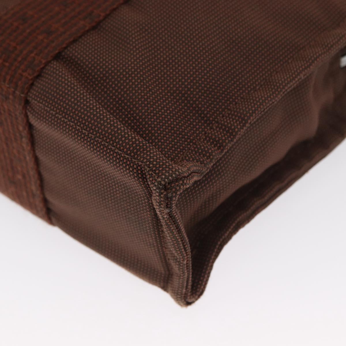 HERMES Her Line PM Tote Bag Canvas Brown Silver Auth 168733