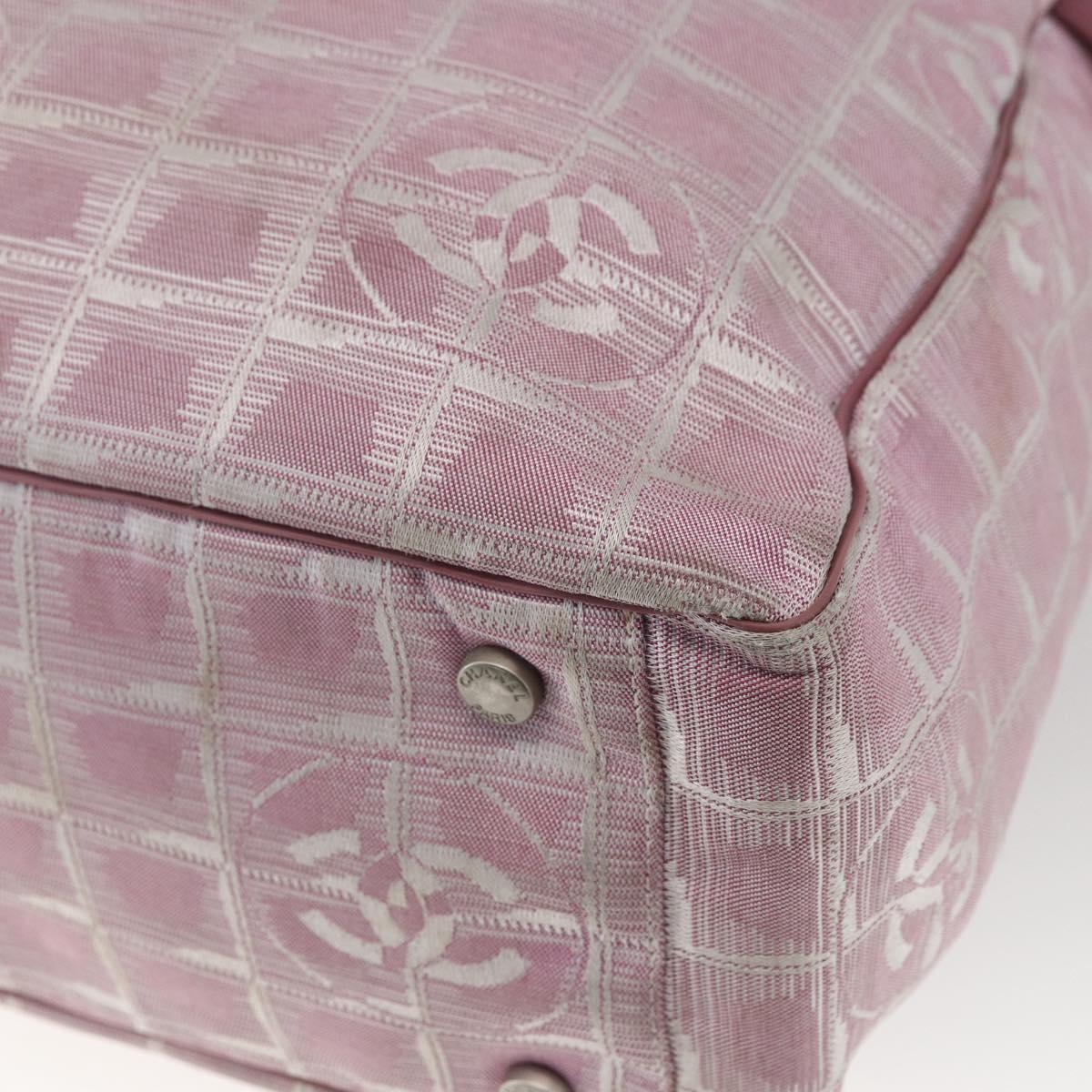 CHANEL New Travel line Tote Bag Pink Silver CC Auth 168739