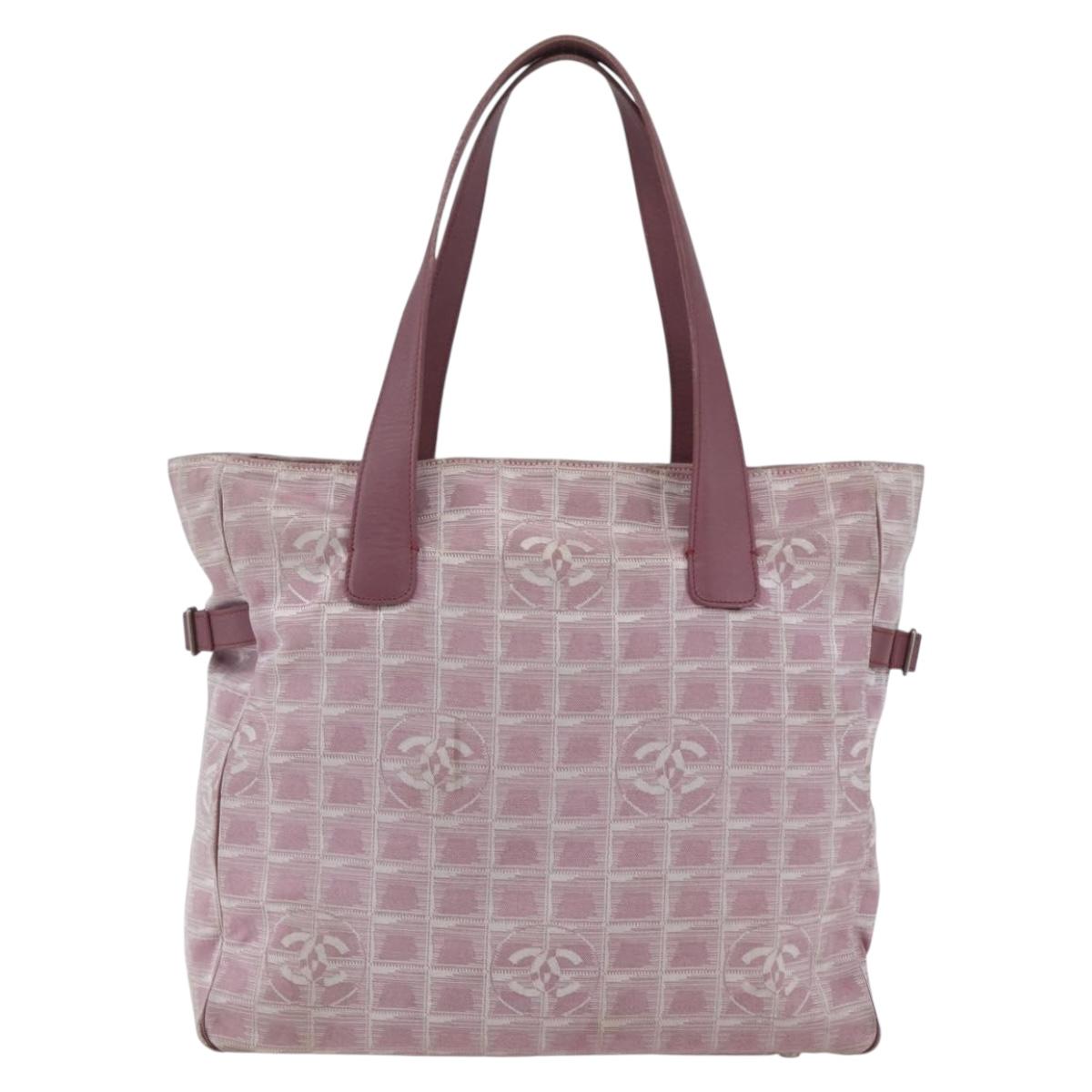 CHANEL New Travel line Tote Bag Pink Silver CC Auth 168739