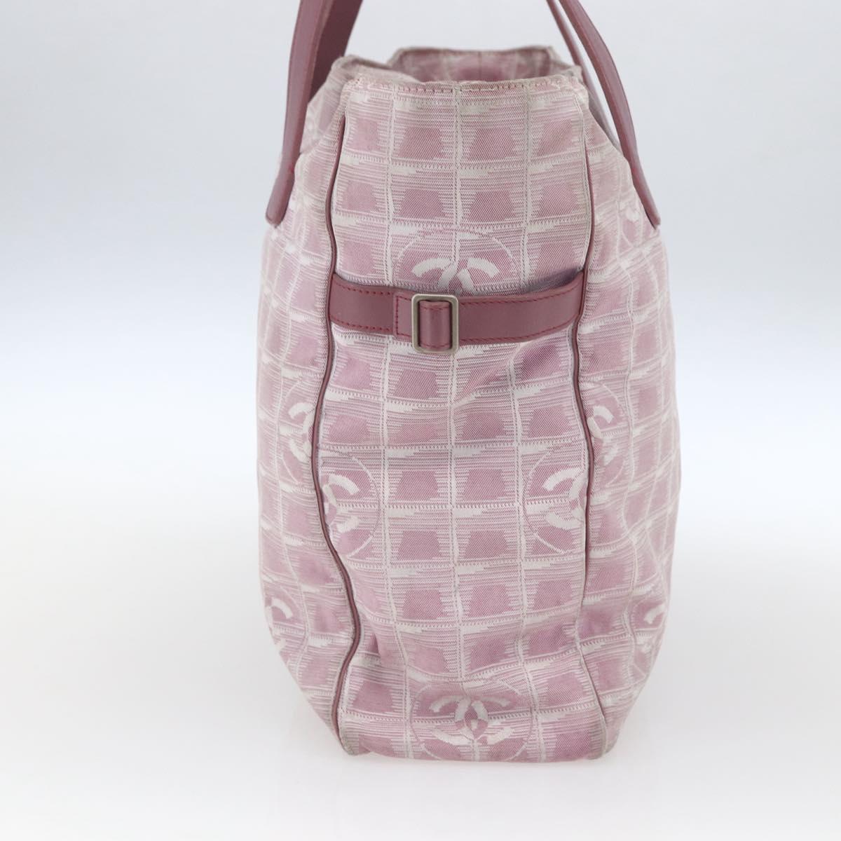 CHANEL New Travel line Tote Bag Pink Silver CC Auth 168739