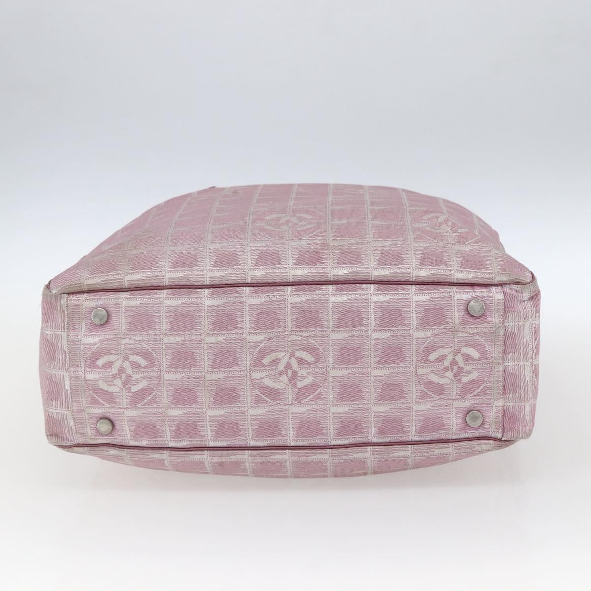 CHANEL New Travel line Tote Bag Pink Silver CC Auth 168739