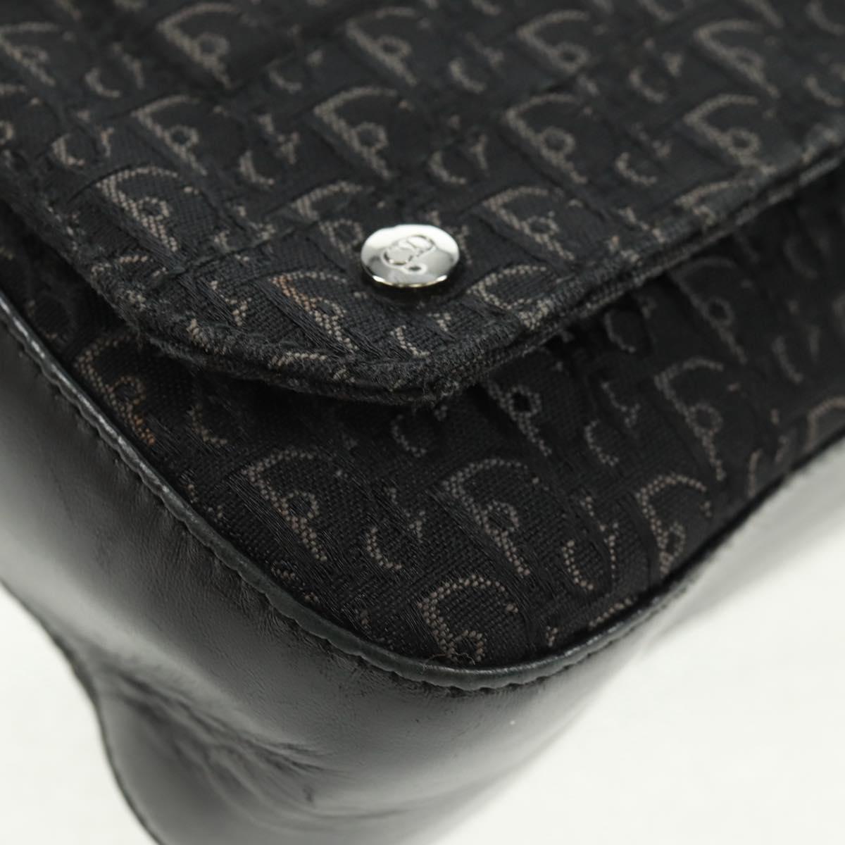 Christian Dior Trotter Canvas Street Chic Shoulder Bag Black Silver Auth 168745V