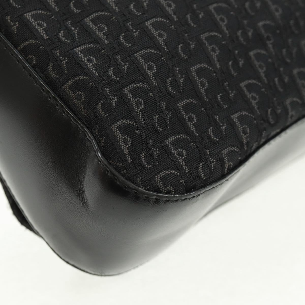 Christian Dior Trotter Canvas Street Chic Shoulder Bag Black Silver Auth 168745V