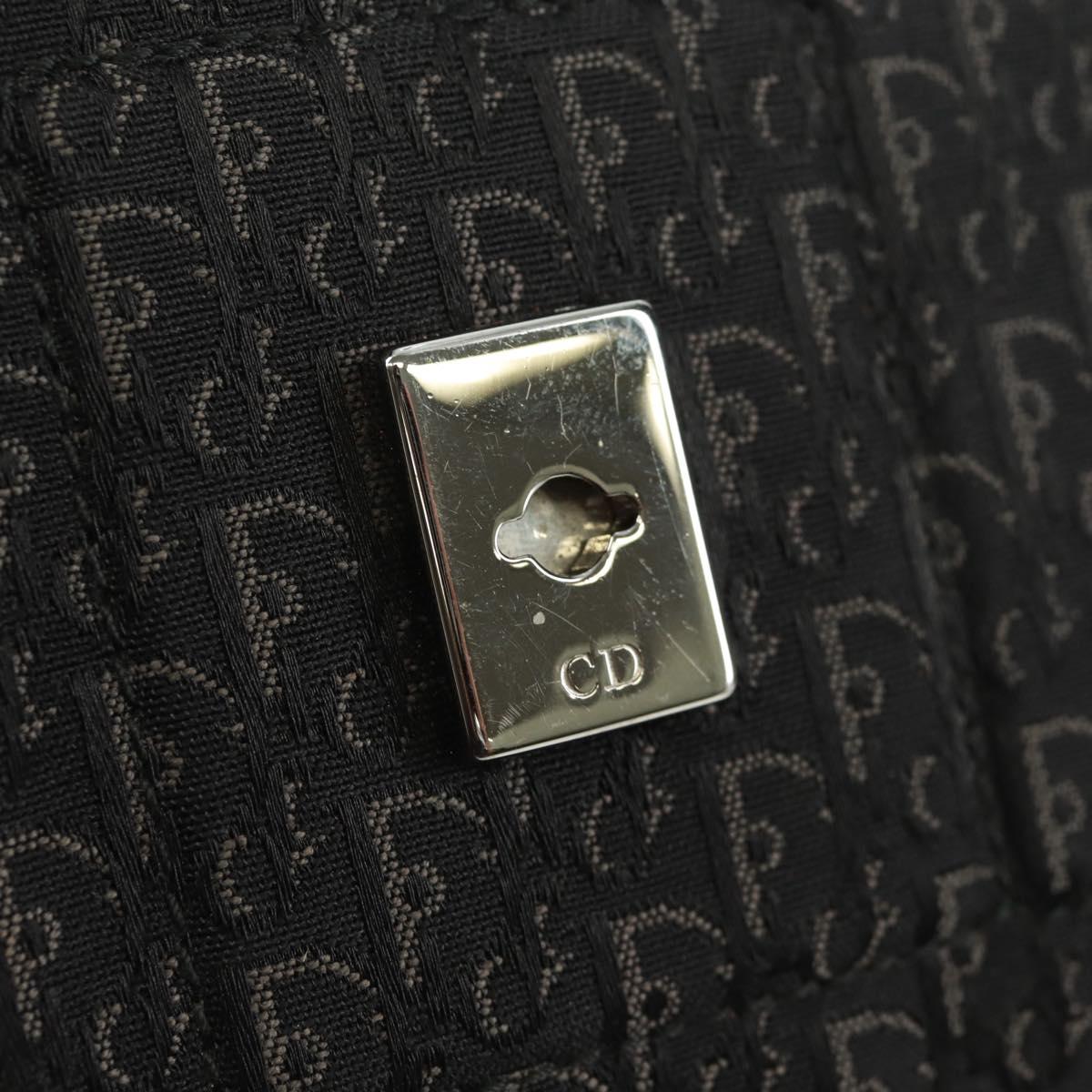 Christian Dior Trotter Canvas Street Chic Shoulder Bag Black Silver Auth 168745V