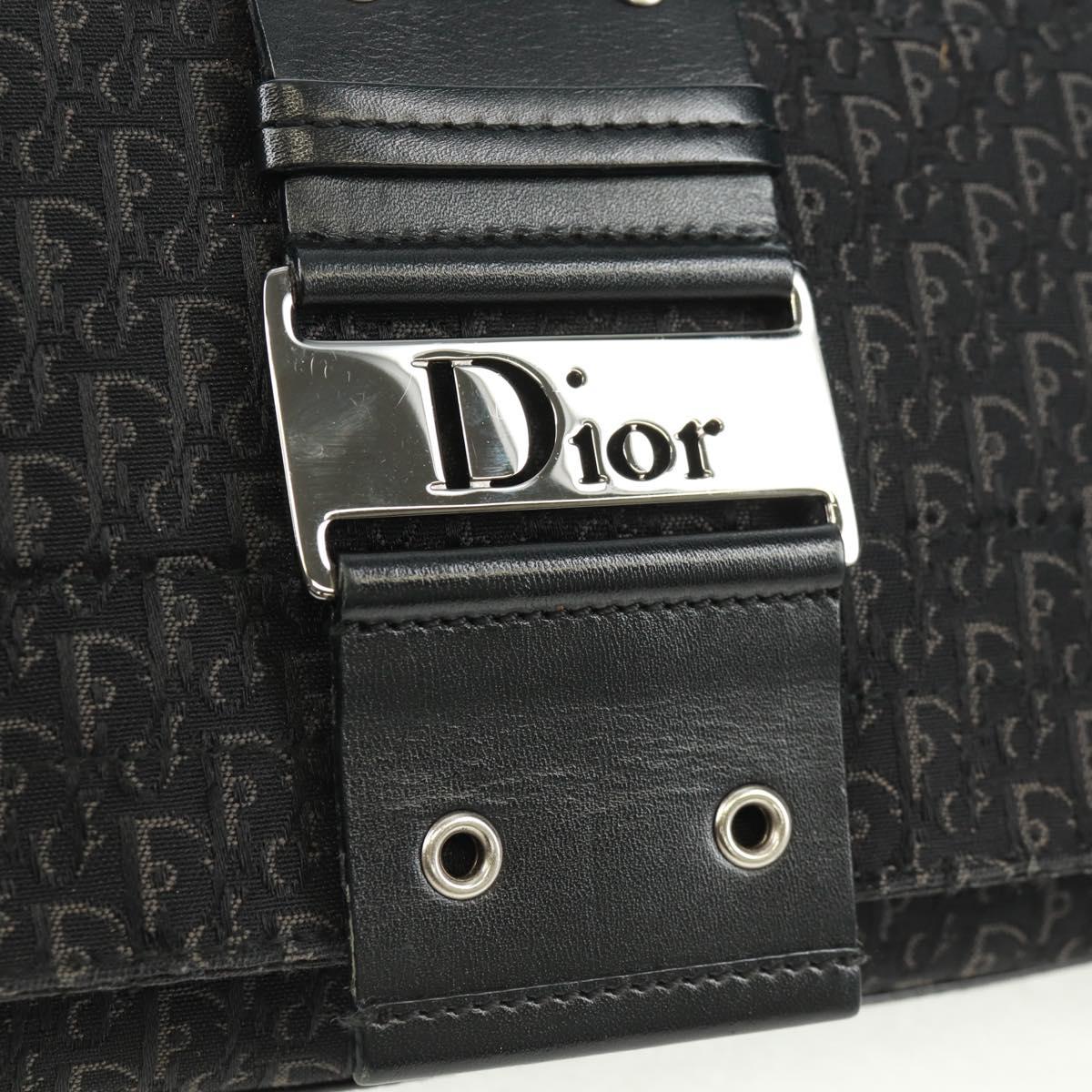 Christian Dior Trotter Canvas Street Chic Shoulder Bag Black Silver Auth 168745V