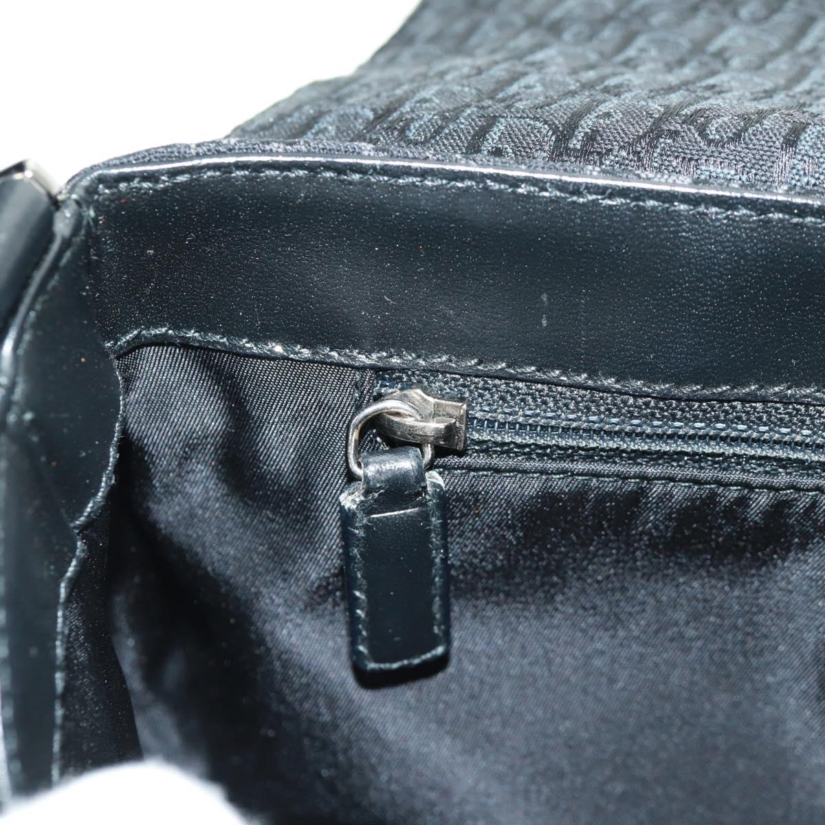 Christian Dior Trotter Canvas Street Chic Shoulder Bag Black Silver Auth 168745V