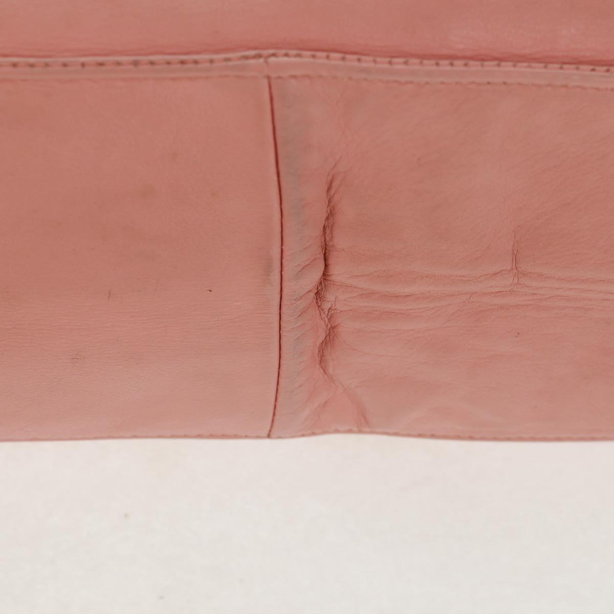 CHANEL Chain Tote Bag Lamb Skin Pink Gold CC Auth 168760