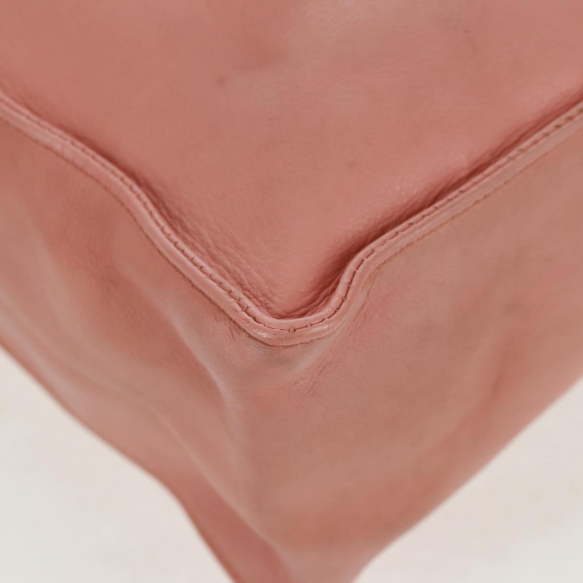 CHANEL Chain Tote Bag Lamb Skin Pink Gold CC Auth 168760