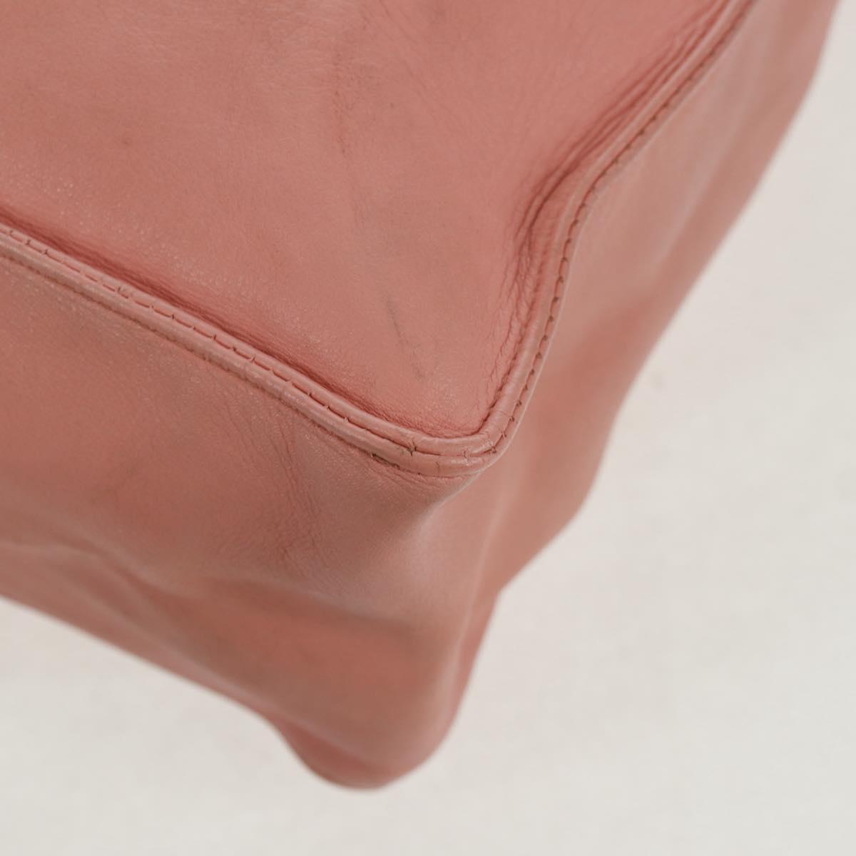 CHANEL Chain Tote Bag Lamb Skin Pink Gold CC Auth 168760