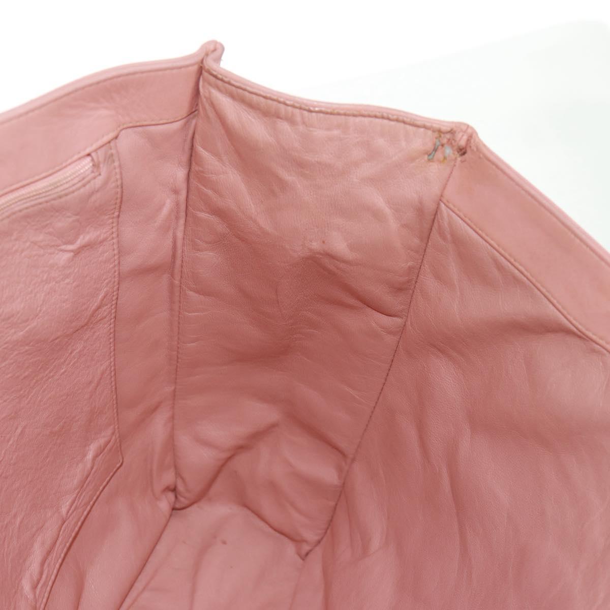 CHANEL Chain Tote Bag Lamb Skin Pink Gold CC Auth 168760