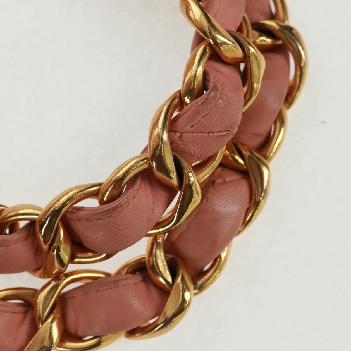 CHANEL Chain Tote Bag Lamb Skin Pink Gold CC Auth 168760