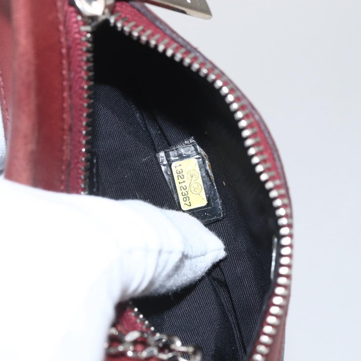 CHANEL Matelasse Coin Purse Lamb Skin Black Silver CC Auth 168761