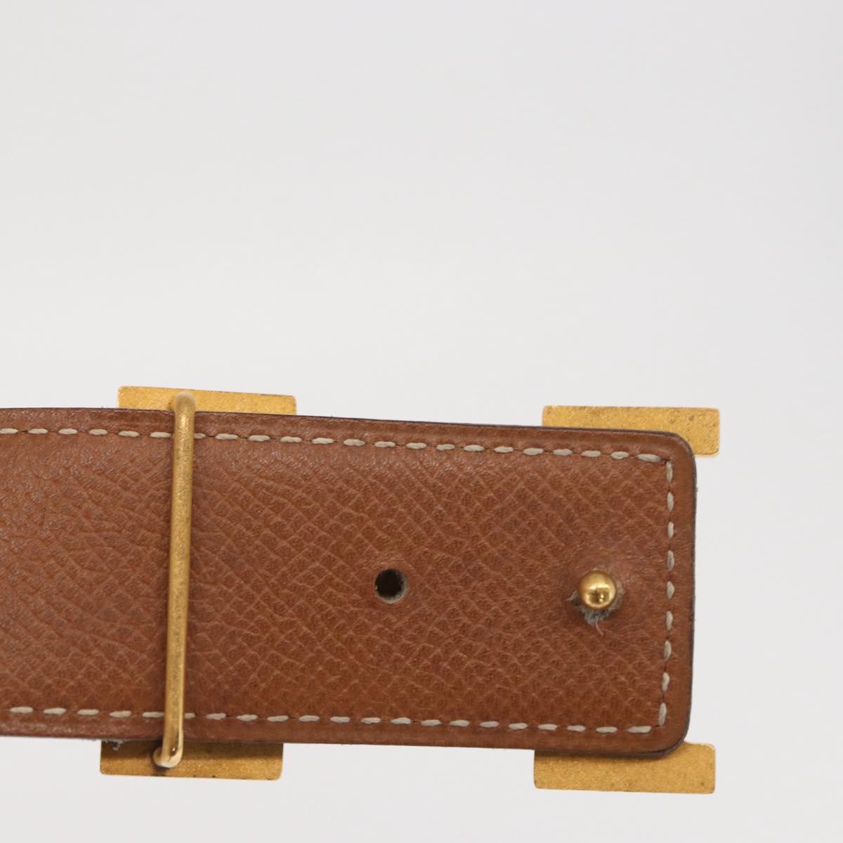 HERMES H Constance Reversible Belt Leather 28.7"" Black Auth 168764