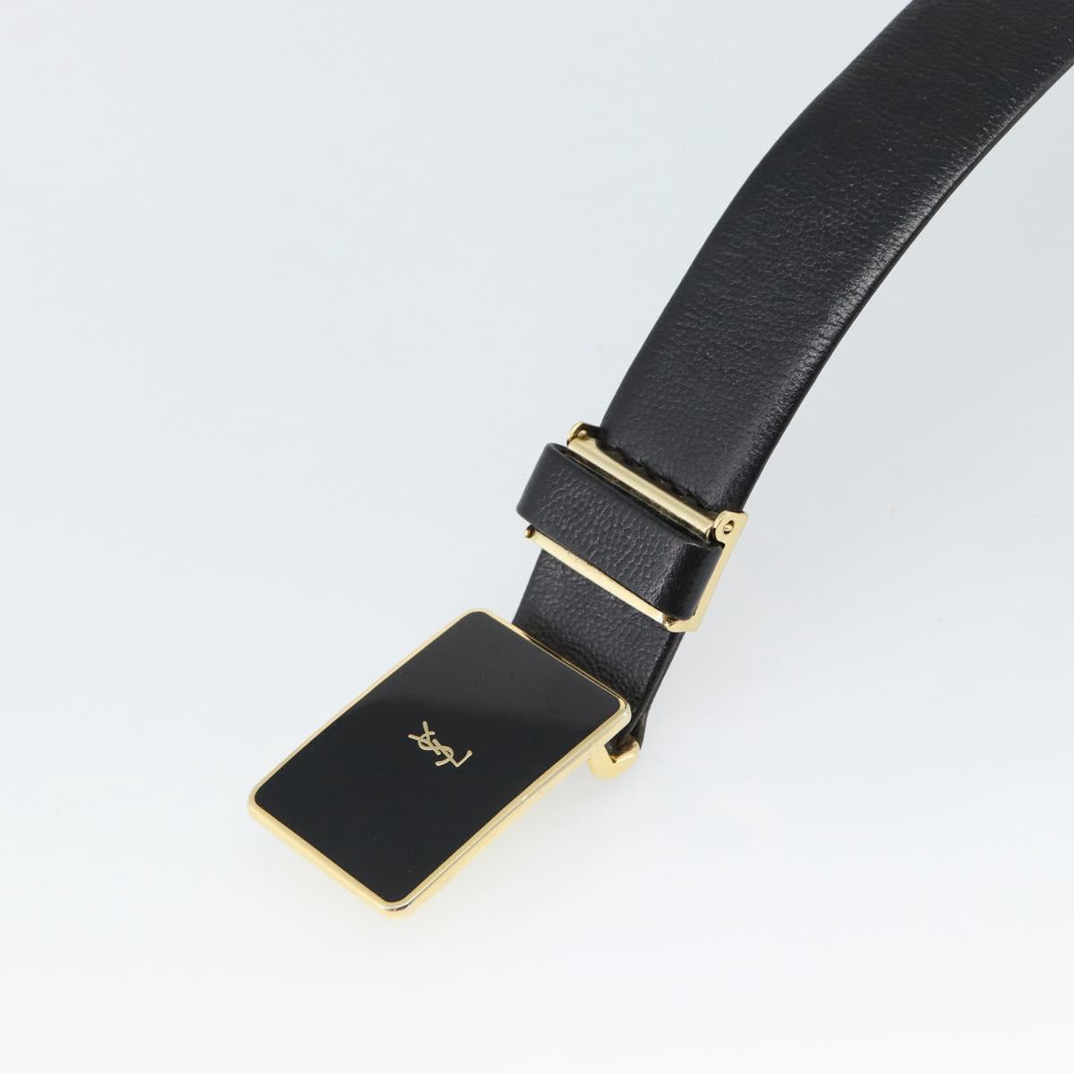 SAINT LAURENT Belt Leather 40.2"" Black Auth 168784