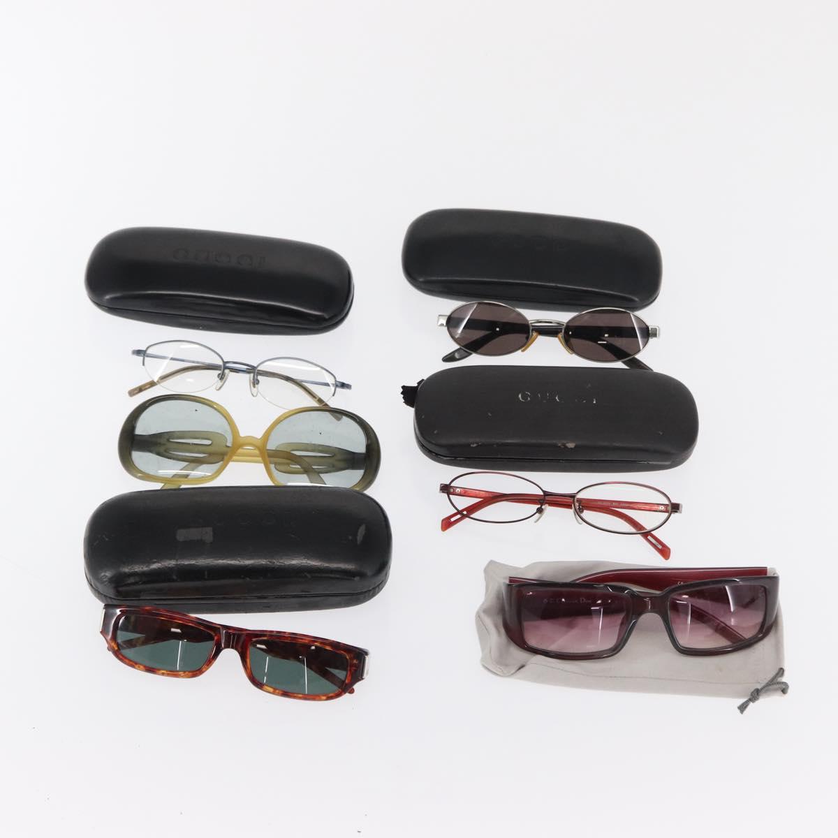 Christian Dior Gucci Glasses Sunglasses metal plastic 6 Set Brown Auth 168796