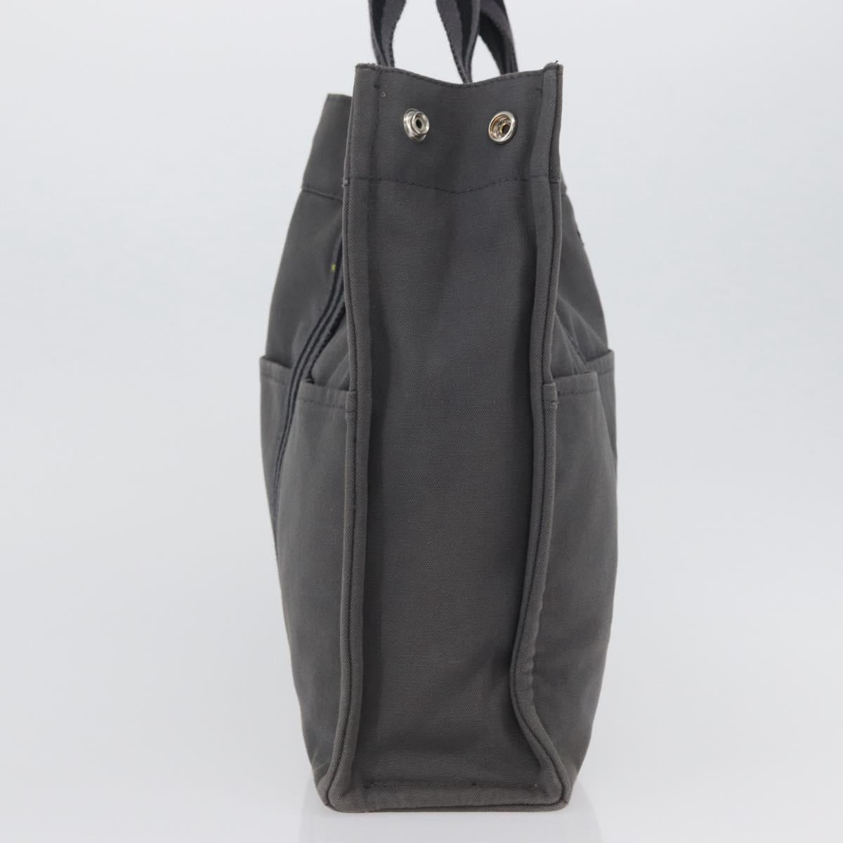 HERMES Fourre Tout MM Hand Bag Canvas Gray Silver Auth 168815