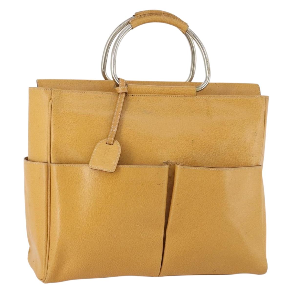 GUCCI Hand Bag Leather Beige Auth 168819