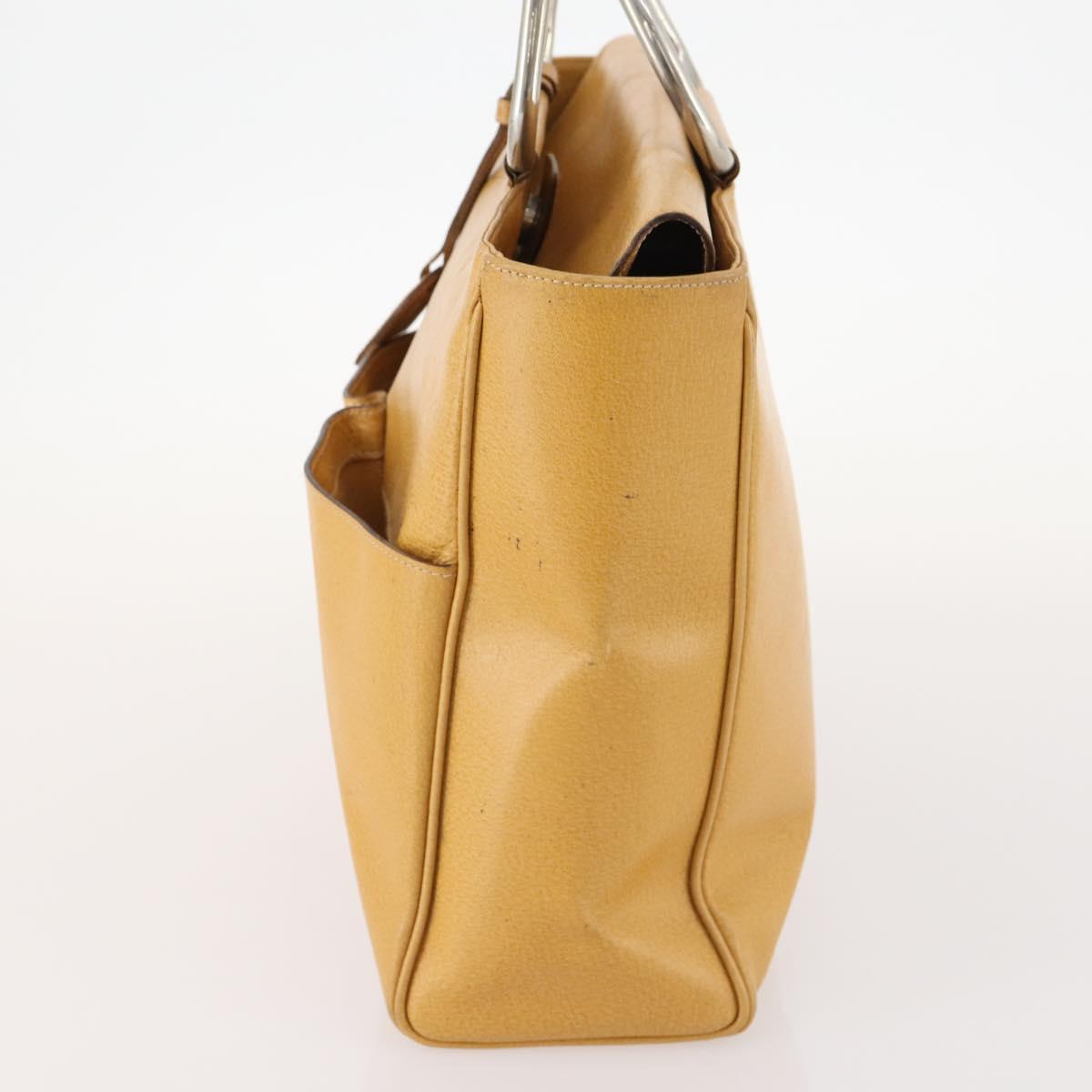GUCCI Hand Bag Leather Beige Auth 168819