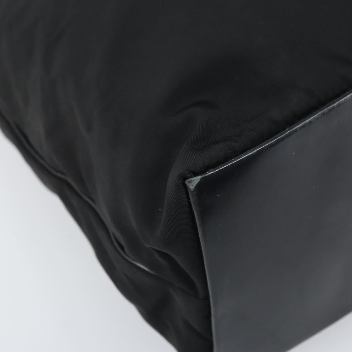 PRADA Shoulder Bag Nylon Black Silver Auth 168820