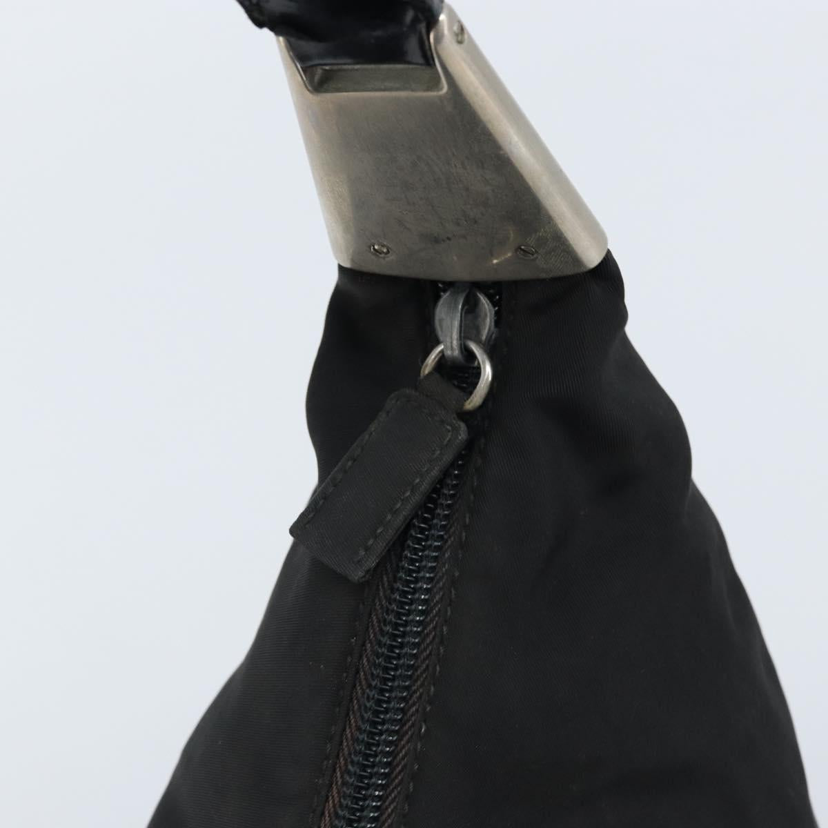 PRADA Shoulder Bag Nylon Black Silver Auth 168820