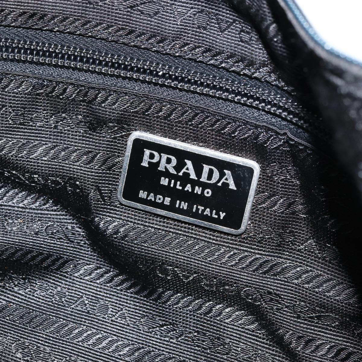 PRADA Shoulder Bag Nylon Black Silver Auth 168820