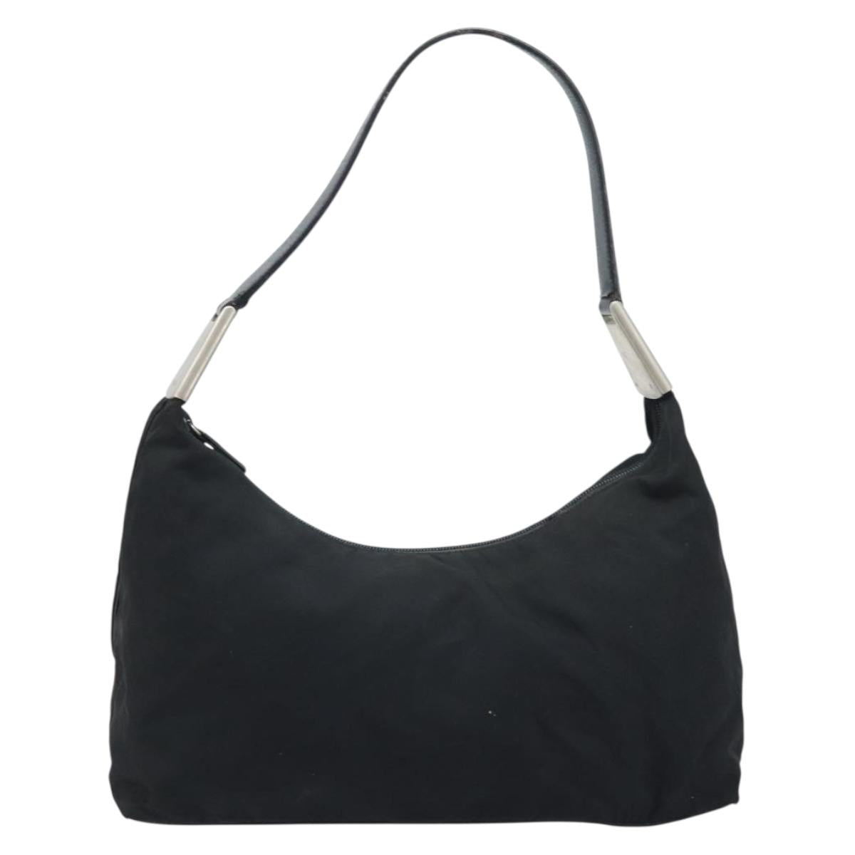 PRADA Shoulder Bag Nylon Black Silver Auth 168820