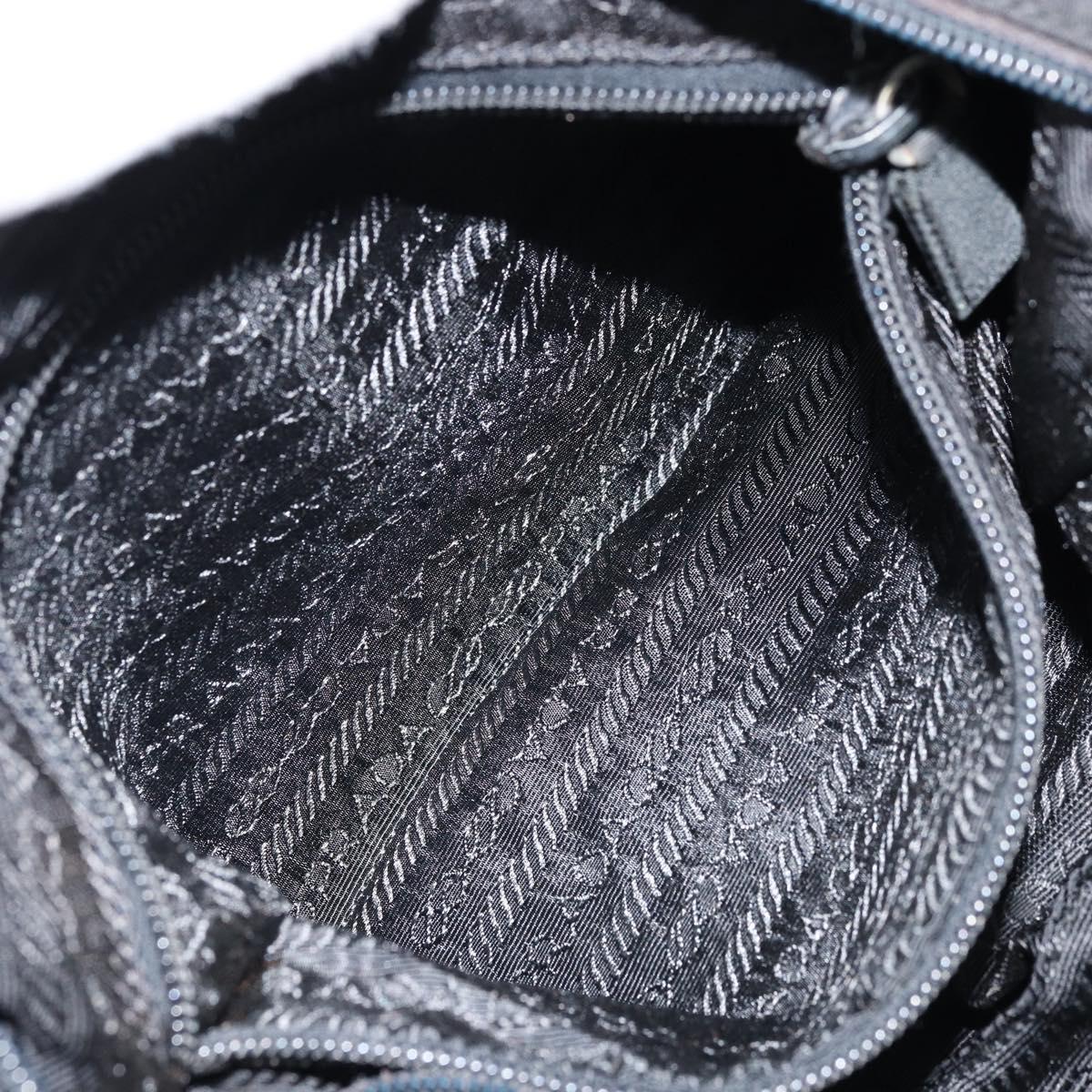 PRADA Shoulder Bag Nylon Black Silver Auth 168820