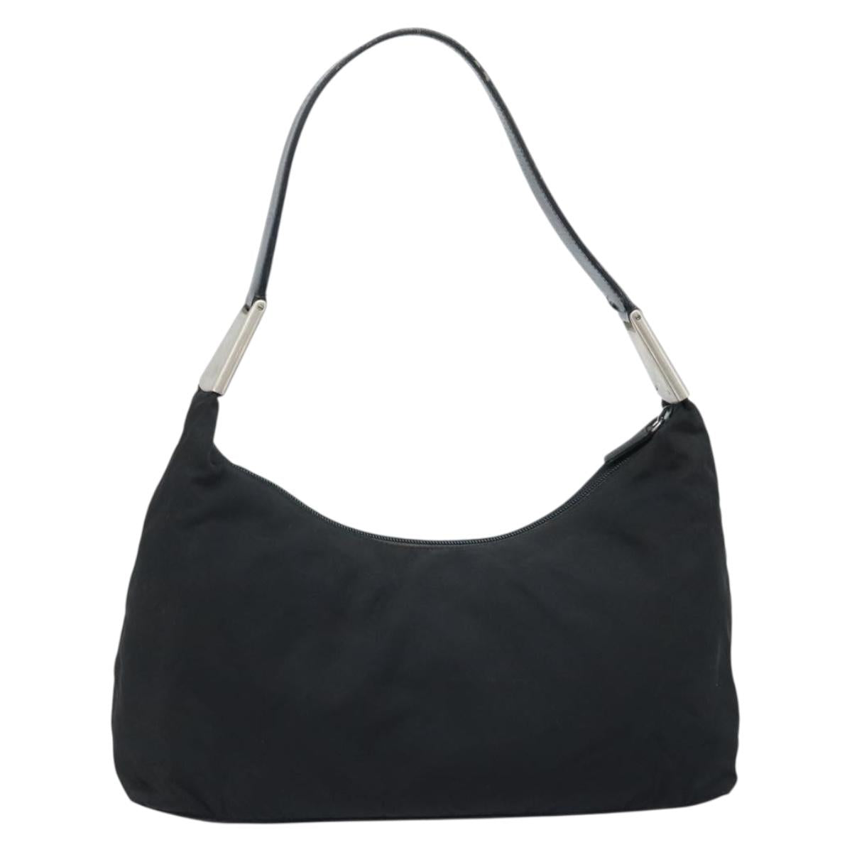 PRADA Shoulder Bag Nylon Black Silver Auth 168820