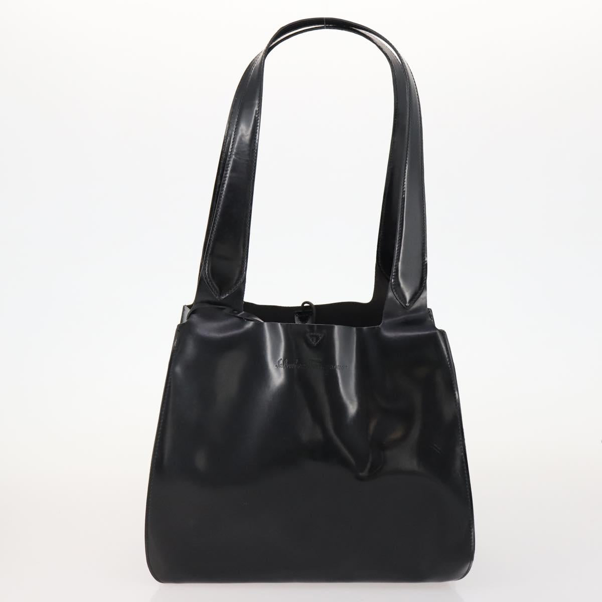 Salvatore Ferragamo Tote Bag Leather 2 Set Black Auth 168827