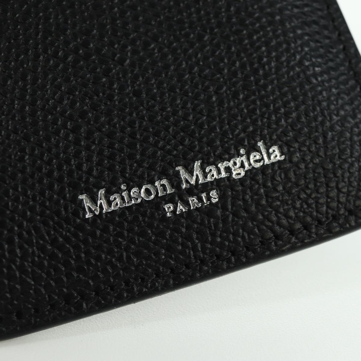 Maison Margiela Card Case Leather Black Silver Auth 168834M