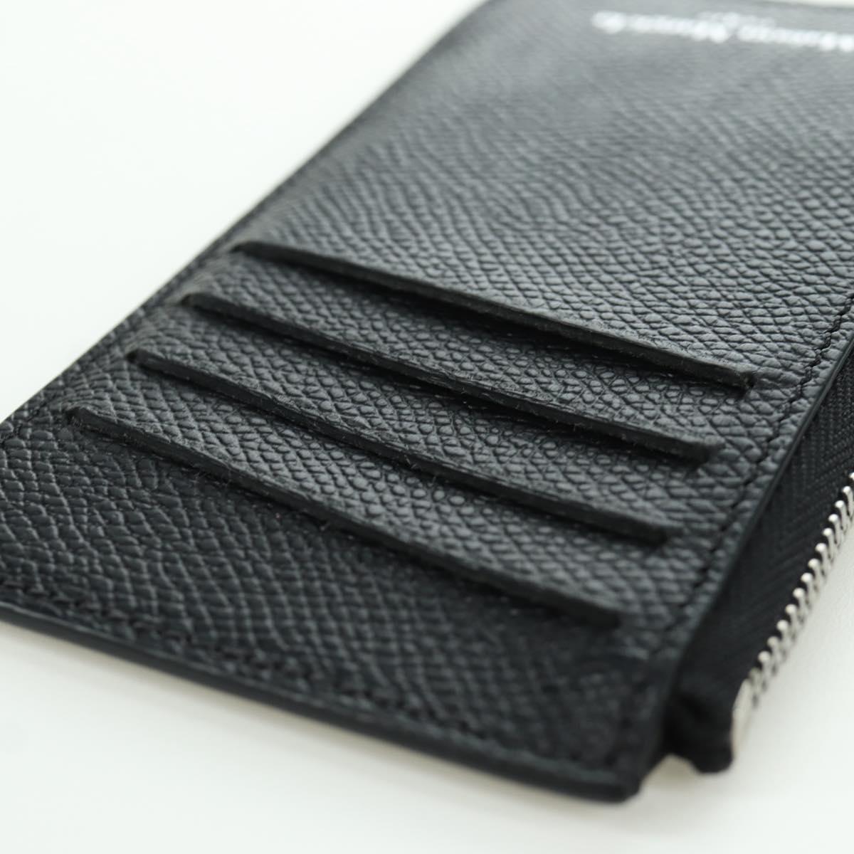 Maison Margiela Card Case Leather Black Silver Auth 168834M