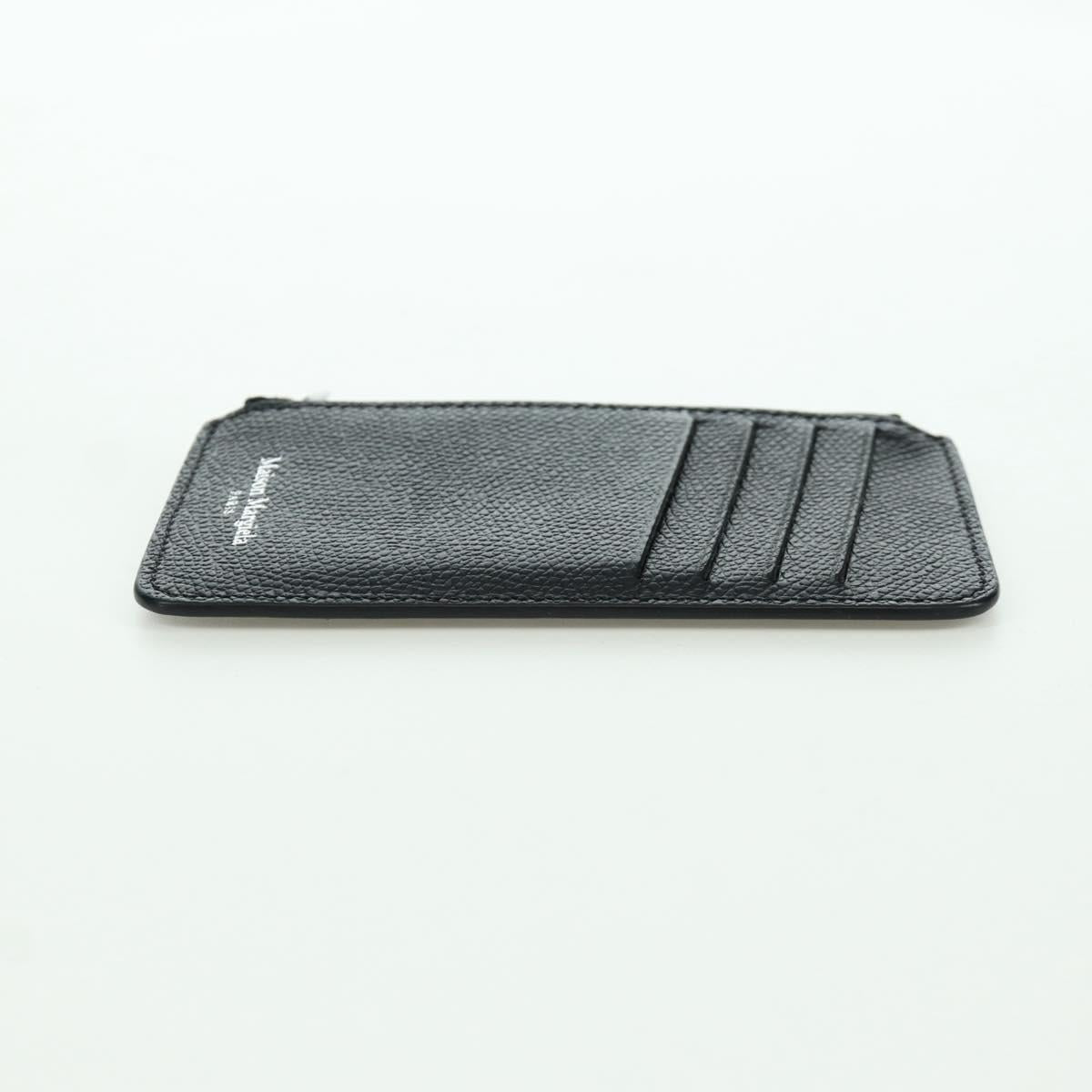 Maison Margiela Card Case Leather Black Silver Auth 168834M